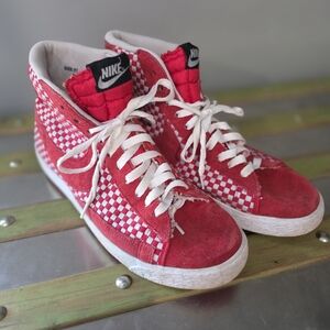 Nike Red Checkered High-Top Sneakers